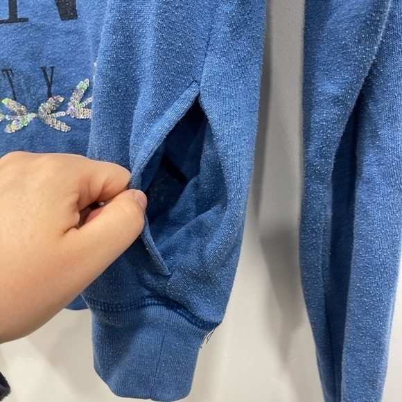 Pink VS Blue Sequin Eighty Six Hoodie Sweatshirt Spell Out Logo - Picture 3 of 5